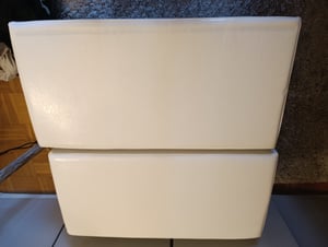 Echtwerk Sitzbank, Faltbare Polsterbank aus hochwertigem Kunstleder, Sitzhocker mit Aufbewahrungsfunktion, Für Wohnzimmer/ Schlafzimmer, Bis 300 kg belastbar, Weiß Kunden-Foto 4