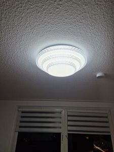 Globo Lighting Deckenleuchte Metall schwarz, Metall bronzefarben, Kunststoff opal, weiß, dimmbar, mehrere Stufen über Wandschalter, Farben fixierbar, Memoryfunktion, Nachtlicht, Fernbedienung, Batterie inkludiert 2x AAA 1.5V, ø: 385mm, H: 80mm, inkl. LED 24W 230V, 258-2580lm Source, 110-1100lm Output, CCT 2700-6500K Kunden-Foto 2