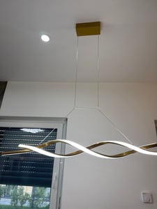 LED Pendelleuchten, Esstisch Pendellampe, Stufenlos Dimmbare, 100 cm Höhenverstellbare Hängeleuchte mit Fernbedienung, Esszimmer Hängelampe, Gold Kunden-Foto 1