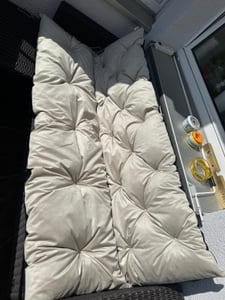 4L Textil Gartenbankauflage Sitzkissen und Rückenkissen Hollywoodschaukel Auflage (120x50x50 cm, Dunkelgrau) Kunden-Foto 1