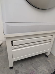 Wasophoogte Waschmaschinen Untergestell mit schublade und ablage - waschmaschinen unterschrank - 65x60,5x42 cm - Inklusive Wandhalterungen Kunden-Foto 1