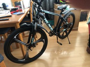HILAND Herren Damen Mountainbike 26 Zoll, 18-Gang, Aluminium-Rahmen, Scheibenbremsen, Drei-Speichen-Laufräder, Studenten-Pendlerfahrrad, Schwarz Kunden-Foto 1