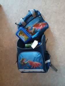 Schulranzen 1. Klasse für Jungen und Mädchen in Blau mit DINOSAURIER Motiv 10tlg. Schultaschen Set mit Schultüte / Zuckertüte und Sporttasche Kunden-Foto 2