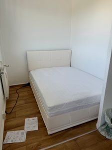 Flieks Polsterbett mit LED, hydraulisches Boxspringbett 140x200cm mit Lattenrost und Stauraum, Doppelbett Holzbett Jugendbett Kunstleder, Grau Kunden-Foto 4