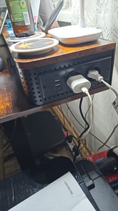 VASAGLE Höhenverstellbarer Schreibtisch elektrisch, 120 cm, stufenlos verstellbar, mit Steckdosenleiste, Haken, Memory-Funktion Kunden-Foto 5