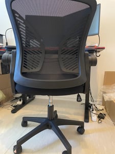 Bürostuhl ergonomisch mit Mesh-Rückenlehne, 90° klappbare Armlehnen, höhenverstellbar, Computerstuhl für Home Office und Büro, bis 150 kg Kunden-Foto 12
