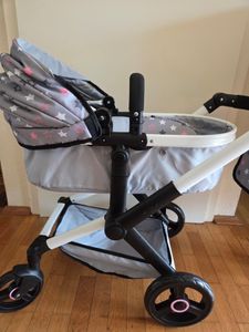 Bayer Design 17015AA Kombi-Puppenwagen Xeo mit Tasche, verstellbarer Griff, wandelbar als Jogger, schwenkbare Vorderräder, dunkelblau mit Sternen Kunden-Foto 3