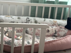 Babynest Neugeborene Nestchen Baby 90x50 cm - Kokon Handmade zweiseitig aus Baumwolle Waffel mit Babynestchen Wilde Rose Rosa Kunden-Foto 1