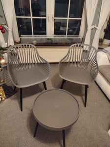 SVITA PHILLY Sitzgruppe Balkonmöbel Set 3 teilig Weiß/Holzoptik Kunden-Foto 1