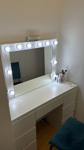WOLTU Schminktisch mit LED-Beleuchtung, einstellbare Helligkeit, Weiß Kunden-Foto 1
