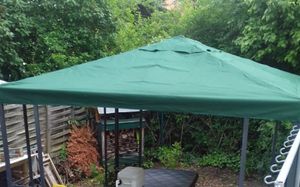 DEGAMO Pavillondach Dachplane Ersatzdach für Metall- und Alupavillon 3x3 Meter dunkelgrün, wasserdicht PVC-beschichtet Kunden-Foto 1