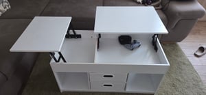 VASAGLE Couchtisch, höhenverstellbarer Wohnzimmertisch, 2 Schubladen und versteckte Fächer, Kaffeetisch, offene Fächer, für Wohnzimmer, Homeoffice Kunden-Foto 4