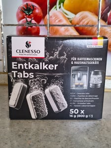 CLENESSO (100 Stück) Entkalkungstabletten für Kaffeevollautomaten – Entkalkertabs kompatibel mit Jura, Siemens, Miele uvm. Kunden-Foto 1