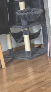 Yaheetech Kratzbaum 175 cm hoch, mit Sisal-Säulen, Plattformen, Korb, Hängematte, Plüschball, für 3-4 Katzen, Hellgrau Kunden-Foto 1
