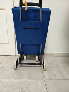 40 L Einkaufstrolley klappbar – wasserabweisender Shopping-Trolley mit 4 Rädern, faltbarer Einkaufswagen – Blau/Weiß Kunden-Foto 3