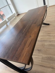 Biurko Tribesigns, biurko komputerowe 200 x 70 x 75 cm, podwójne długie biurko, metalowa rama biurka do pracy, meble biurowe do domu, mix brązów Zdjęcie produktu od klienta nr 1
