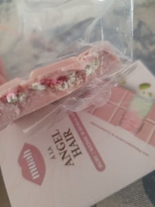 Angel Hair Schokolade rosa - mit Granatapfel, Vanillearoma, Engelshaar Zuckerwatte & Pistaziencreme - 60 Gramm Tafel Dubai Schokolade 2.0 Kunden-Foto 1