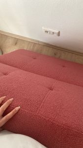 MODFU Schlafsofa mit Schlaffunktion,Bettsofa Gästebett mit Kissen und seitlichen Aufbewahrungstaschen, Grün Kunden-Foto 1