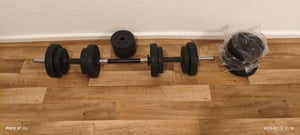 SONGMICS Hantelset, Hanteln mit Verbindungsstahlrohr, 2-in-1-Kurzhantel, 2 x 15 kg, Workout, Fitnesstraining, Gewichtheben für Zuhause Kunden-Foto 8