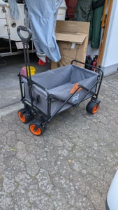 Sumasoma 120L Bollerwagen Faltbar 150KG Belastbar mit Große Breiten Rädern und Bremse, Großer Camping Wagen für Strand mit Verstellbarem Griff, Grau Kunden-Foto 4