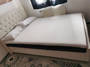 Polsterbett 160x200cm mit Lattenrost, Hydraulisches Boxspringbett mit Bettkasten und Stauraum, Samt Doppelbett Stauraumbett Funktionsbett, Beige Kunden-Foto 1