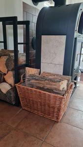 Wózek na drewno opałowe Kobolo na kółkach Kosz na drewno opałowe - rattan - z jutową wyściółką Zdjęcie produktu od klienta nr 1