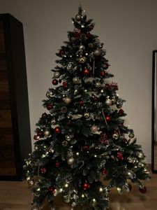 Yorbay Künstlicher Weihnachtsbaum 180CM Tannenbaum mit Ständer für Weihnachten-Dekoration  Weihnachtsbaum mit Schnee Mehrweg Kunden-Foto 2