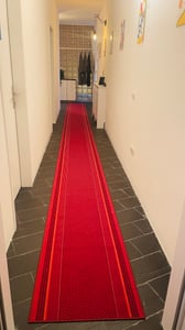 Läufer Teppich Meterware Flur Wohnzimmer Schlafzimmer Kurzflor Modern Design Rutschfest Rot 67 x 180 Kunden-Foto 2