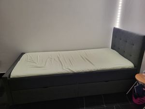 Homestyle4u Polsterbett 120x200 Grau Jugendbett Doppelbett Bett Mit Lattenrost Rückenlehne Kunden-Foto 1