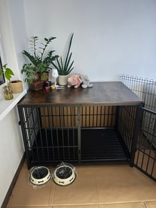 WISFOR Hundekäfig mit 3 Türen, Hundebox Hundehaus mit Tischoberfläche, Transportbox Drahtkäfig, Hundekiste Beistelltisch, M: 78.5x56.8x65cm, schwarz Kunden-Foto 2