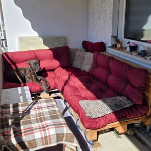 Palettenkissen, Gartensofakissen, Gesteppte Kissen gefüllt mit granuliertem Poulirette-Schaum, viele Farben und Größen PPI (Sitzkissen 120x60, gesteppt Anthrazit) Kunden-Foto 2