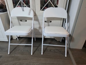 4er set Gepolstert Klappstühle,aus Kunstleder und Metallrahmen, Konferenzstuhl,Essstühle,Campingstuhl,für Küche Partys Picknicks 40x40x78cm Weiß Kunden-Foto 1