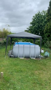 LZQ 3x3m Garten Partyzelt Pavillon Gartenzelt Festzelt UV-Schutz Gartenpavillon Bierzelt mit 4 Abnehmbaren Seitenwänden für Garten Party Hochzeit, Grau Kunden-Foto 1
