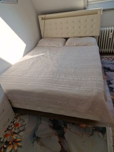 Flieks Polsterbett 140x200cm mit LED, Jugendbett Doppelbett mit Höhenverstellbarem Kopfteil, Klassisches Bett Holzbett mit Lattenrost, PU, Rosa Kunden-Foto 1