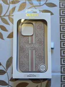 Guess Guhmp13Lp4Rpsp Hülle Für Iphone 13 Pro / 13 - Rosa 4G Bedruckte Streifen Magsafe Kunden-Foto 1