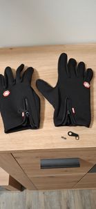 Winter Warme Handschuhe mit reißverschluss, Wasserdicht Winddicht Rutschfest Winterhandschuhe Fahrradhandschuhe für Herren Damen, Schwarz, M Kunden-Foto 1