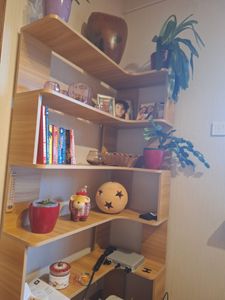 L-förm Bücherregal,Eckregal mit 5 Ebenen,Standregal Wandregal Eck-Bücherregal Holz Bücherschrank für Schlafzimmer, Büro 90x48x169cm Holzfarbe Kunden-Foto 2