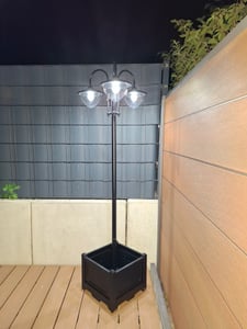 Outsunny Solarleuchte Gartenlicht 3-köpfige Lampe mit Blumentopf-Basis Edelstahl Kunden-Foto 1