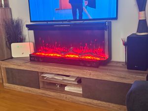KAMINIO Elektrokamin LEA - Elektrischer 3-in-1 Kamin mit Panoramaview, Heizung, 3D-Flammeneffekt, 12 Flammenfarben, Fernbedienung  - 50 Zoll Kunden-Foto 1