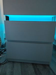 VASAGLE Nachttisch mit LED-Beleuchtung, mit 3 Schubladen, weiß Kunden-Foto 13