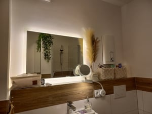 Specchio da bagno EMKE LED 50x60 cm con illuminazione e antiappannamento, specchio da parete con interruttore meccanico Specchio da bagno 3000K/6500K Colori della luce Foto del cliente 2