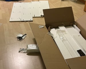 libreria a 7 cubi senza pannello posteriore, scaffale in legno autoportante con protezione antiribaltamento, scaffale moderno per camera da letto, studio, soggiorno, bianco Foto del cliente 1