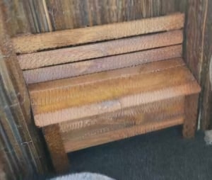 STOLMAK Gartenbox aus Holz 111 l 71x54x29 cm Natur Massivholz Kiefer Auflagenbox Kissenbox Holztruhe Sitzbank Gartenmöbel Kunden-Foto 1