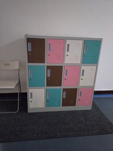 Armadio a 12 scomparti in metallo verniciato a polvere 120 cm x 109 cm x 45 cm, Colore: Colori pastello Foto del cliente 1