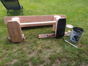 Gartenbank "Rustikal" Massive Europäische Lärche 160x50x80 cm, 3-Sitzer aus Holz Kunden-Foto 1