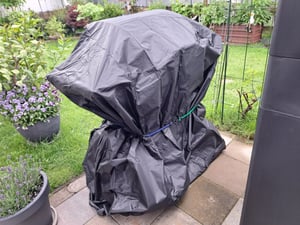 Grillabdeckung BBQ Grill Abdeckhaube Brenner Gasgrill Schutzhülle Haube 145*61*117 Schwarz 210D Polyester mit PolyurethanBeschichtung Kunden-Foto 1
