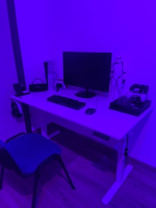 SENSE7 Nojo Biurko z regulacją wysokości 140x70 cm Elektryczne Białe Biurko do gier Biurko komputerowe Biurko do pracy na stojąco Funkcja pamięci System zarządzania kablami Biuro Zdjęcie produktu od klienta nr 1