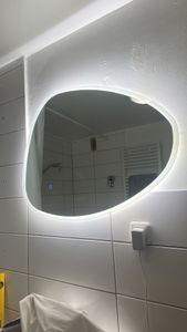 Badspiegel Rund 60cm drei Lichtfarbe dimmbar Memory Touch/Wandschalter Beschlagfrei Runder Spiegel automatische Abschaltung Kunden-Foto 2