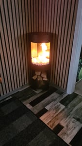 Ethanol & Gelkamin Gel Kamin Modell Hightower Silber 100 cm mit Holzfach Kunden-Foto 2