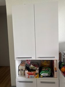 CDF Bad-Hochschrank NEL 2K DD | Farbe: Weiß | Modernes Badregal | Stauraumschrank | Geräumige Einlegeböden | Türen | Einfache Montage | 2 Wäschekörbe | Stilvolle Griffe Kunden-Foto 2